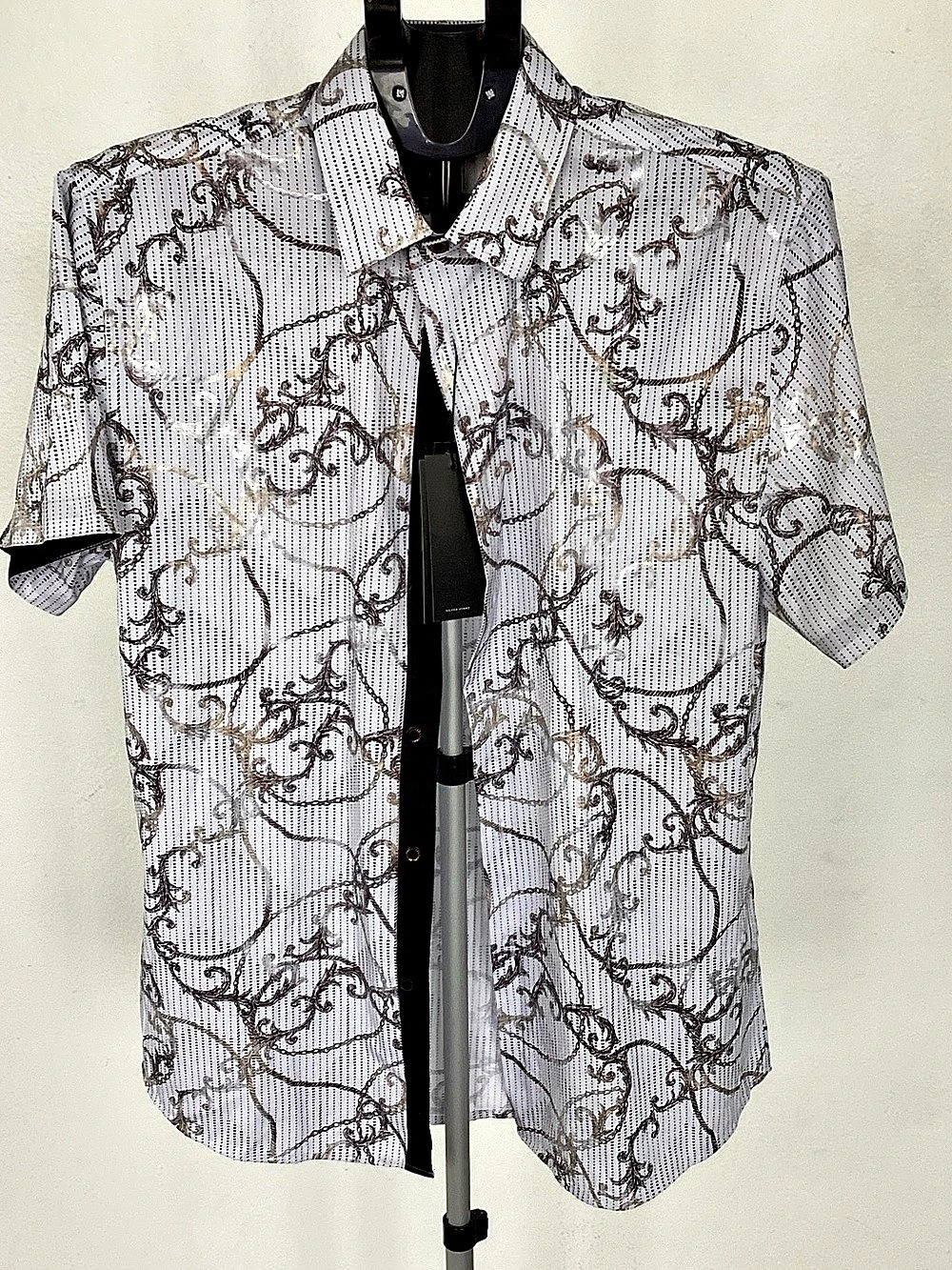 Silver Stone Modern Fit Men's Patterned Short Sleeve Shirt Size Large NWT